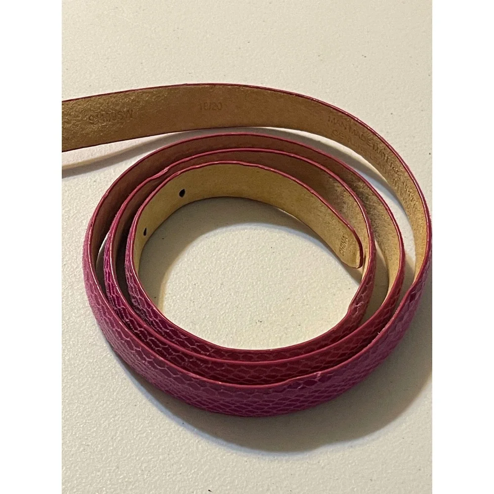 Skinny Belt Women 18/20 Pink Snakeskin Embossed‎ Leather